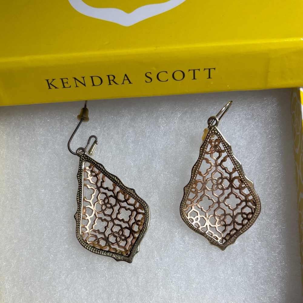 Kendra Scott Gold and Silver Filigree Earrings - Picture 2 of 2